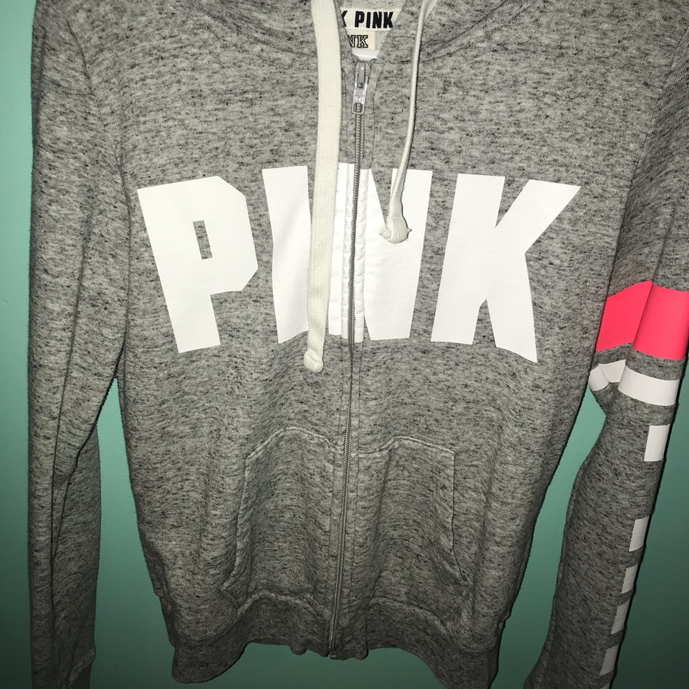Grey PINK zip up sweatshirt
